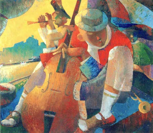 01.Bass Player | Басист,oil on canvas, 80x90cm,1999,Nugzar Kahiani+