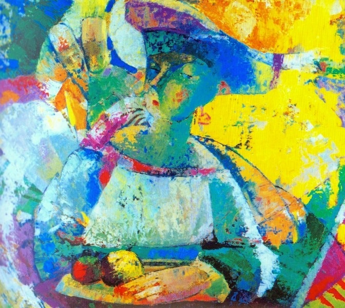 06. A woman with Apples, oil on canvas, 55x60cm,1997, Nugzar Kahiani