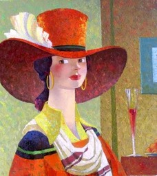 12. A lady in a hat | Леди в шляпке, 50x55cm, c.o., Nugzar Kahiani