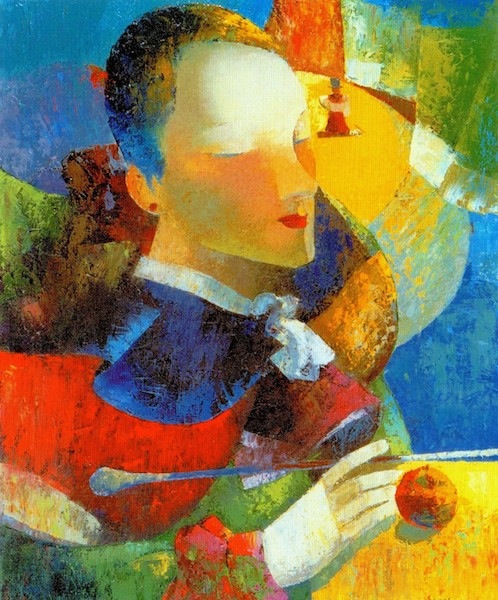 33.Clown Woman | Женщина клоун, oil on canvas, 60x65cm,2000,Nugzar Kahiani