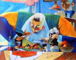 41.Tasty Food | Вкусная еда, oil on canvas, 75,5x60cm,2001,Nugzar Kahiani