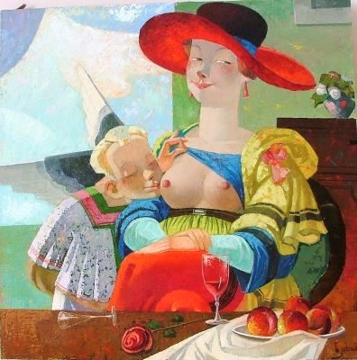 65.Madam Lilly's dream | Мадам Лили, canvas,oil,60x60cm, Nugzar Kahiani