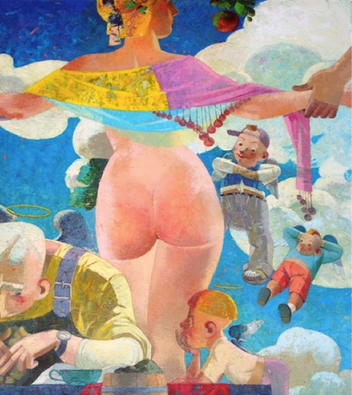 75.Birth of Eve | Рождение Евы, 65x70cm,oil on canvas, 2009, Nugzar Kahiani