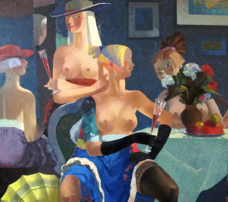 76.Night Girls | Ночные бабочки, 75x80cm, oil on canvas, 2012, Nugzar Kahiani