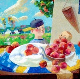 78.Still life with fruits | Натюрморт с фруктами, c.o., 60х60cm, 2012, Nugzar Kahiani