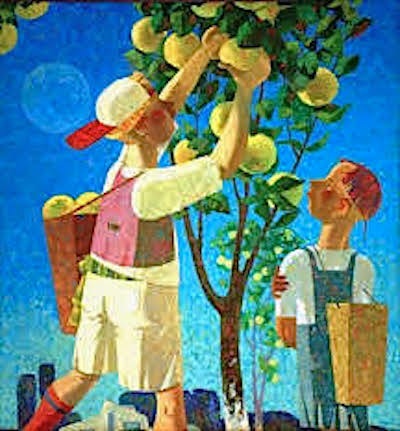 85. Collectors of apples | Собиратели яблок, canvas, oil, Nugzar Kahiani